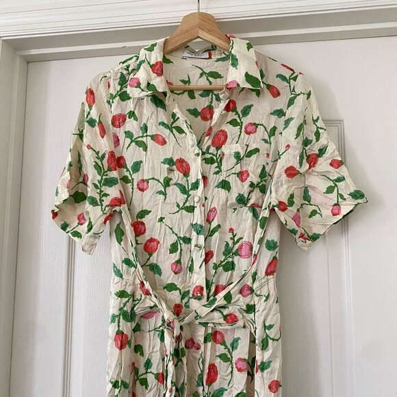 Hofmann Copenhagen Add to Hearts Gabriella Dress Green Pink Women's Size 40 US-8 - Picture 2 of 8